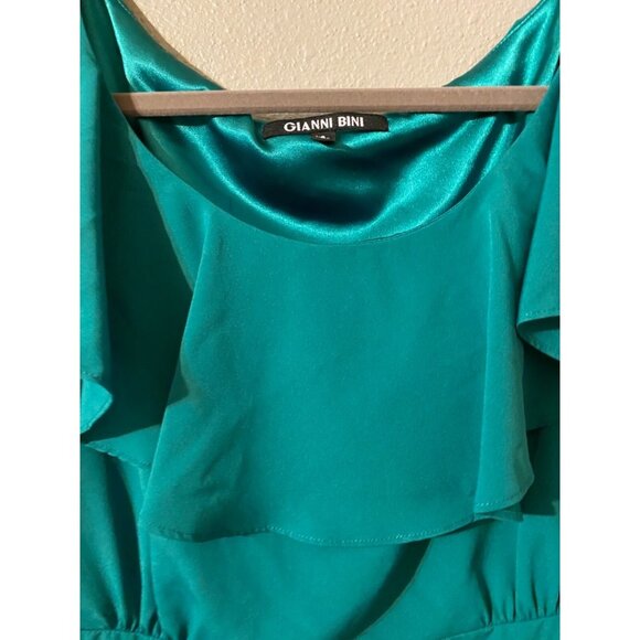 Gianni Bini Dress Emerald Green 8 Flutter Neckline Short Sleeve Summer - Picture 5 of 6